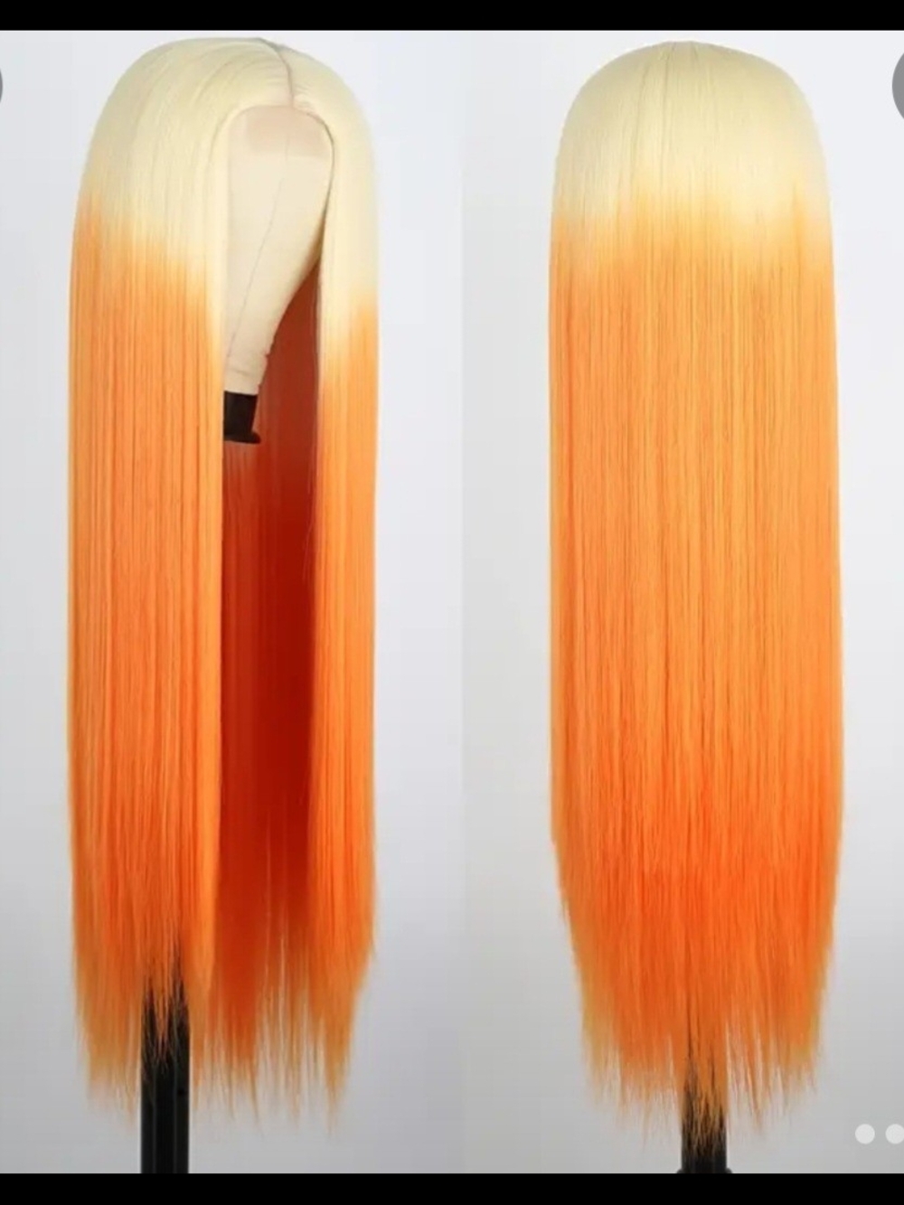 Blonde to Vibrant Orange Ombre Straight Wig - 32 In Women Hair - Picture 1 of 7